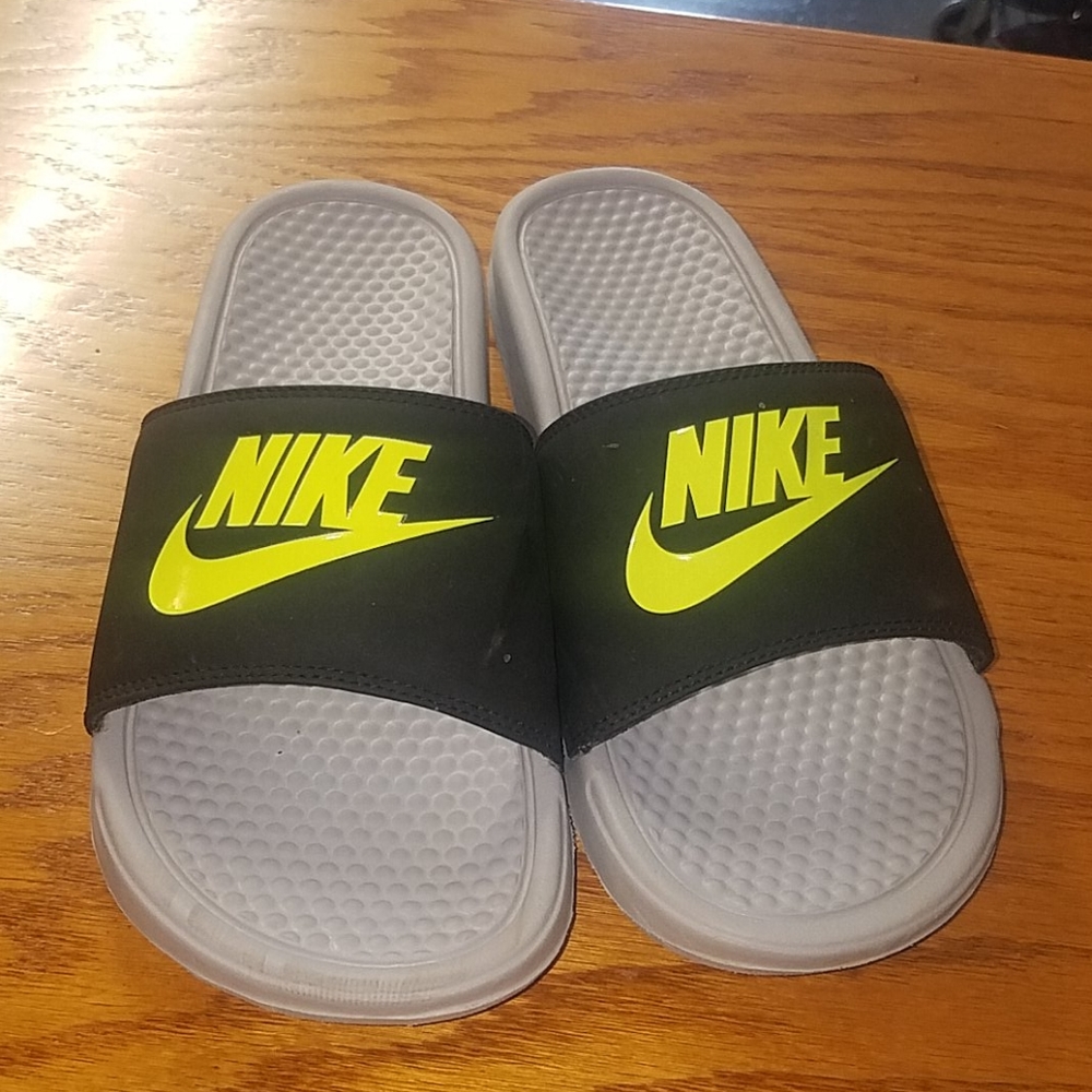 Nike Balck and Neon Swoosh Slides